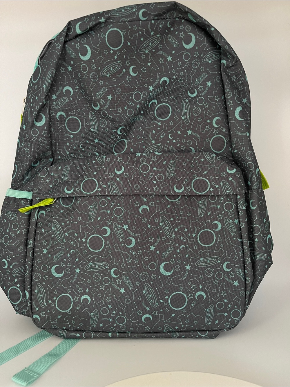 Grey Backpack with Mint Celestial Print